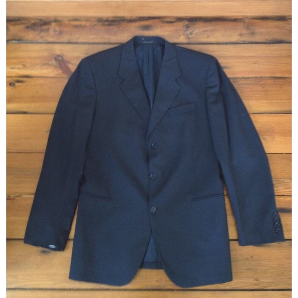 Bernini Dechamps High Twist Super 100 Wool Navy Suit Jacket Blazer 54R 47"